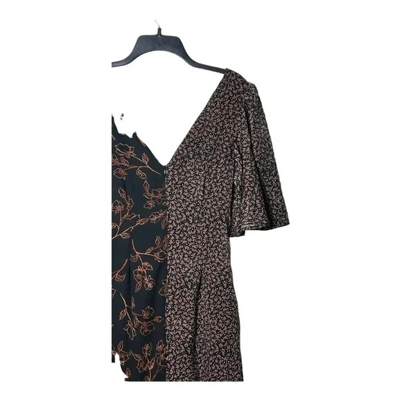 1499. 4SI3NNA ANTOINETTE FLORAL COLORBLOCK MIDI LENGTH DRESS MEDIUM PINK/BLACK - Picture 9 of 11